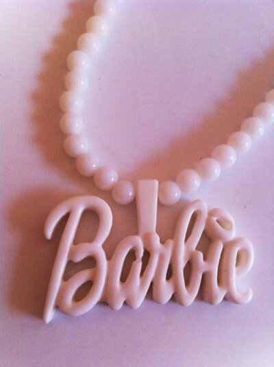 BARBIE GIRL BEAD necklace name nick minaj hip hop nickname doll rhianna necklace pendant chain pink white big girls jewelry funky trends