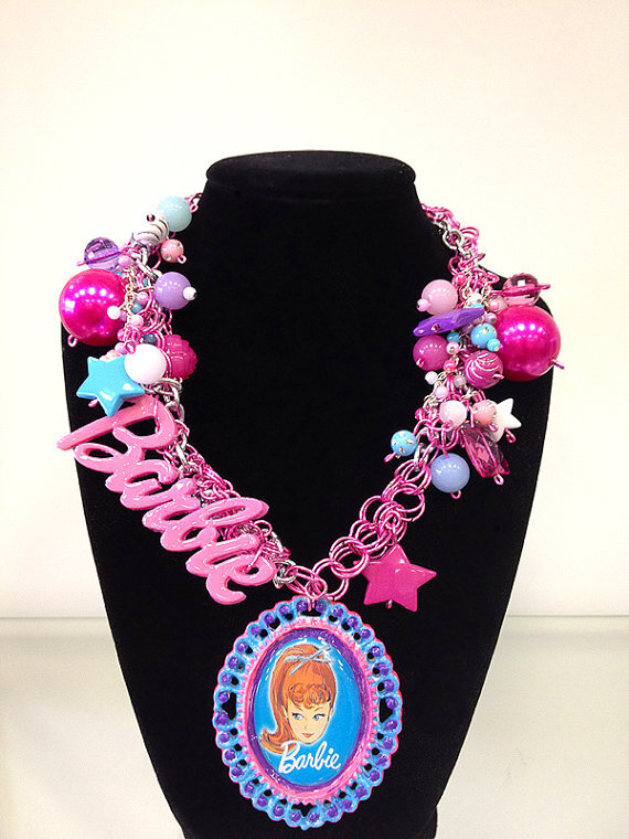 Pink Chunky Barbie Cameo Necklace