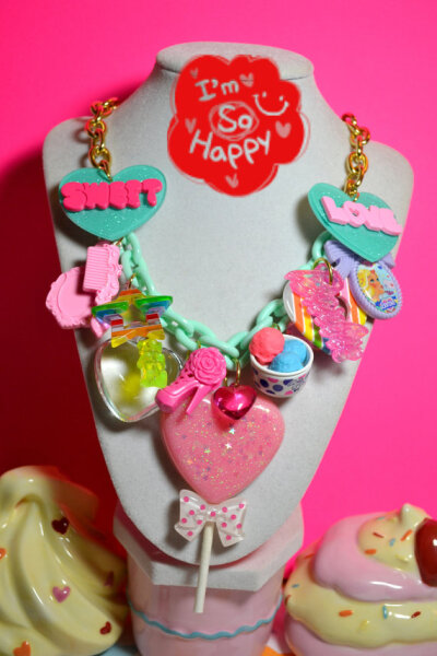 I Love Lollipop Barbie Sweet Love Chunky Yummy Charms Kawaii Necklace