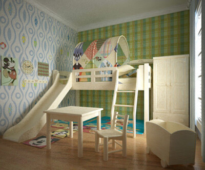儿童房 绚丽 床 壁纸