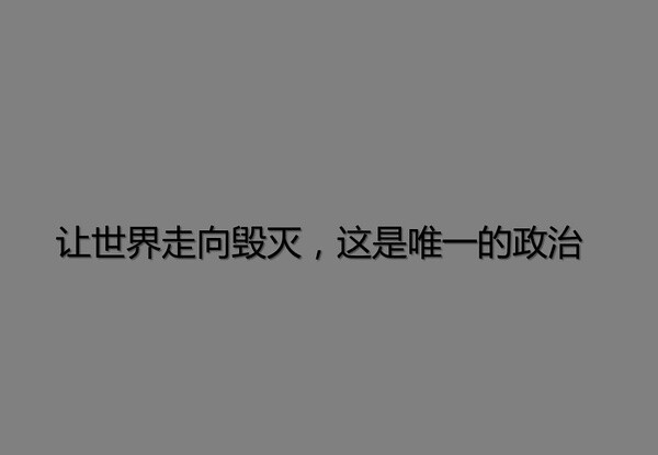 让世界走向毁灭，这是唯一的政治。----杜拉斯