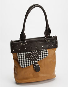 中国娃娃 女款啡色混搭单肩包