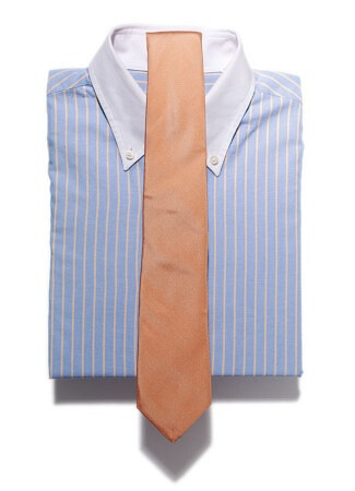 Contrast Collar Cotton contrast collar striped shirt, $249, by Gant; apricot silk tie, $80