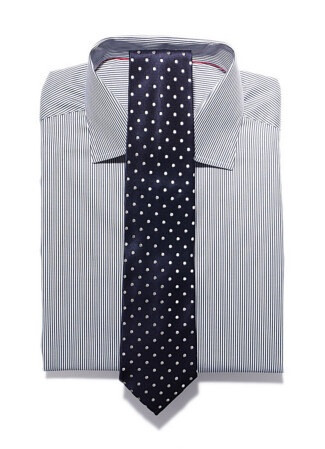 Cotton stripe shirt,$295, by Eton; silk polka dot tie, $179, by Paul Smith