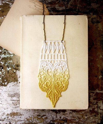 lace necklace - ANAIS- goldenrod ombre - fall necklace