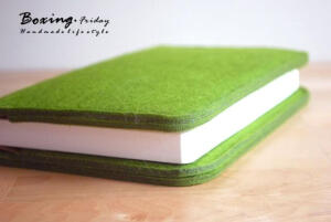 原创布书衣 空白本子 毛毡笔记本子日记本笔记本记事本A5  绿