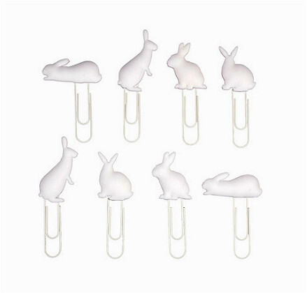 小兔回形針bunny clips (8 pcs)。荷兰Puhlmann出品的便签留言磁贴，适合任何场合。配得上激萌二字的设计品。幸好是白色，若是黑色、粉色就差些，文具还是以不打搅使用者的设计为好。