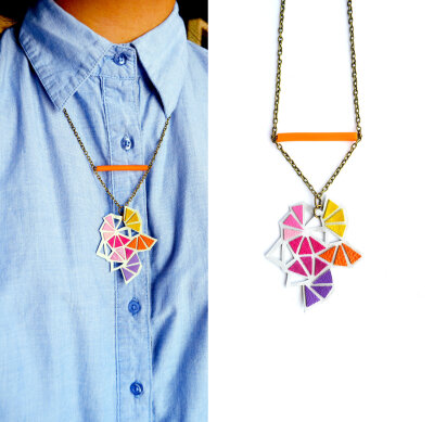 Geometric Necklace Neon Triangle Mini Kaleidoscope