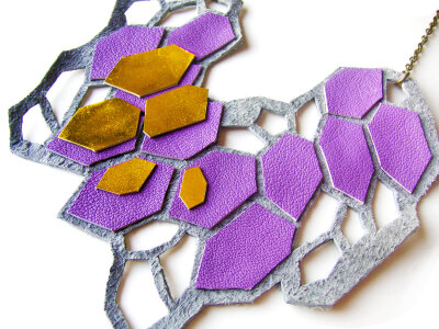 Geometric Necklace Purple Crystal Prism Forms