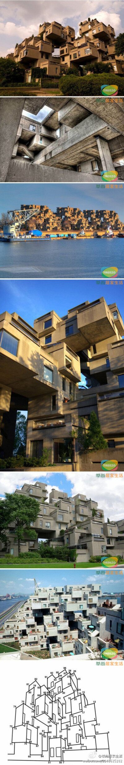 Habitat 67是一座位于加拿大蒙特利尔圣罗伦斯河畔的一个住宅小区，加拿大建筑师萨夫迪Moshe Safdie是这座建筑的总设计师。将每一盒子式的住宅单元都设定为统一的模块，再像集装箱那样以参差错落的形式堆积起来，做到…