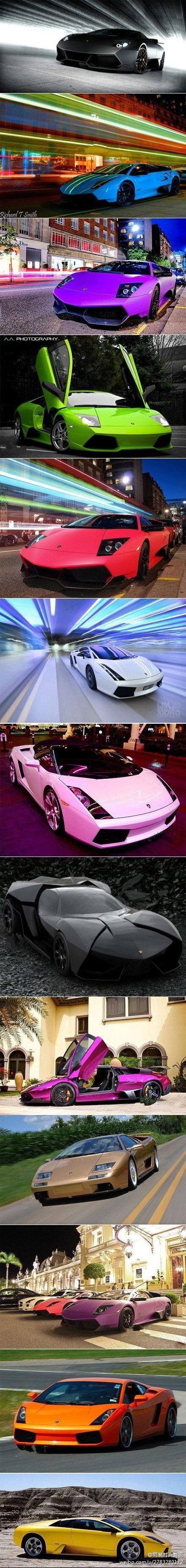 各种颜色的Lamborghini，太炫啦~哪种是你的最爱呢？