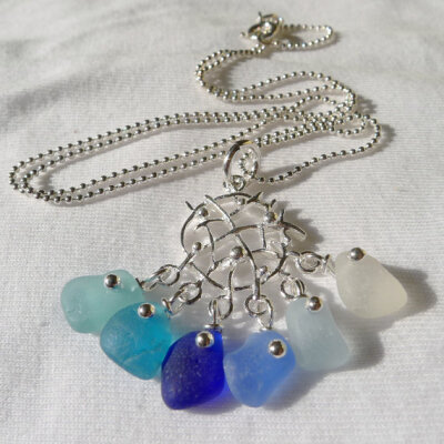 Sea Glass Dreamcatcher Pendant and Sterling Silver Necklace