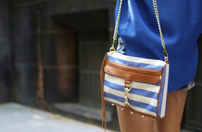 条纹控，海军风，Striped M.A.C Clutch by Rebecca Minkoff