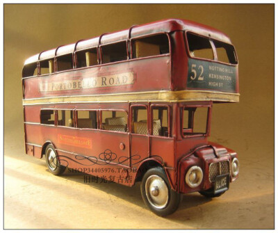 1905年红色伦敦双层铁皮巴士模型