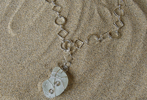 Sea Glass Necklace. Beach glass necklace. Sea glass jewelry