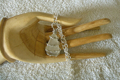 Sea glass necklace wire wrapped in a nautical fashion. Sea glass jewelry.