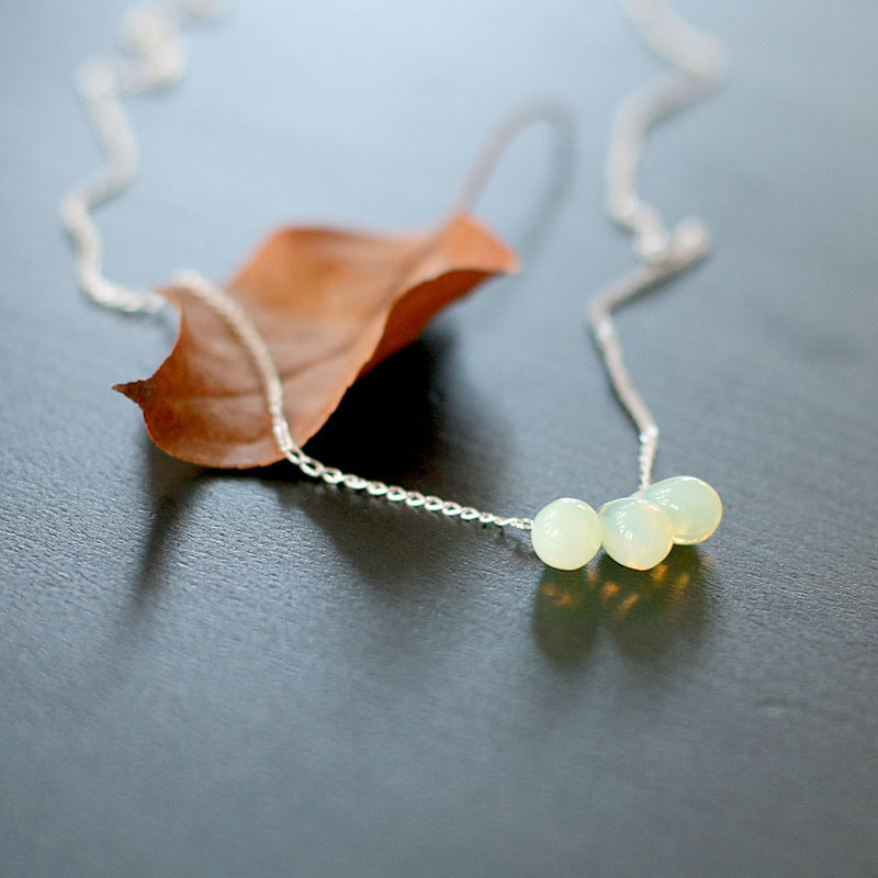 By Elephantine（Rachel Ball）-你的泪滴 celadon silver and light green teardrop necklace