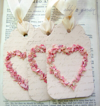 Love Tags...created with real flower petals