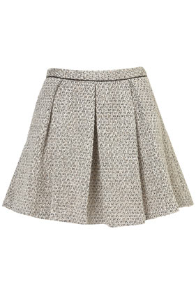 Cream Boucle Pleated Skirt