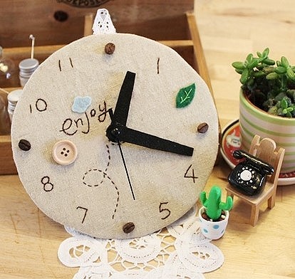  创意 手工 家居 杂物 酷玩 {。桃颜}手工--棉麻布艺钟表
