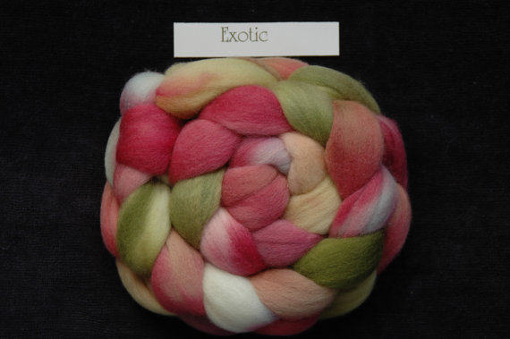 EXOTIC hand dyed wool tops for spinning, felting, or fiber art 100g (3 1/2 oz) Look in my SHOP for more great colourways