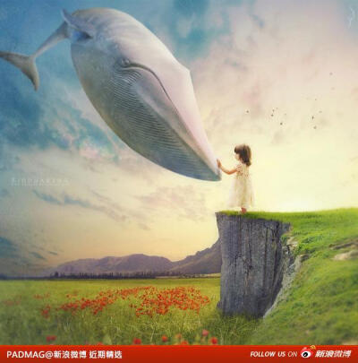 一张数码合成作品，名为《Childhood Dream》（童年梦想），使用9张素材图片拼合而成，来自西班牙的Siddhartha，他的作品站点：http://t.cn/heeQgX。