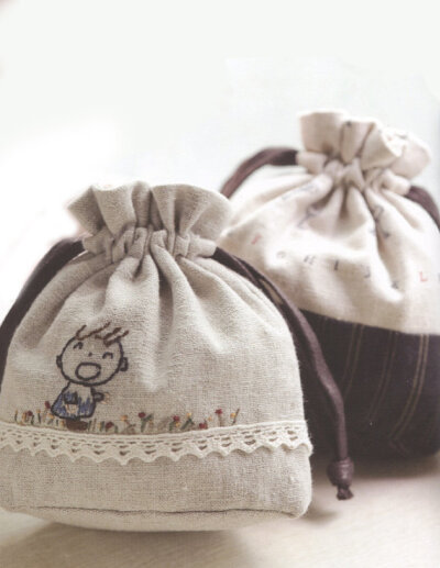 How to make drawstring purse cosmetic Bag Handbag Wallet hand embroidery sewing applique patchwork quilt PDF pattern E Patterns ebook