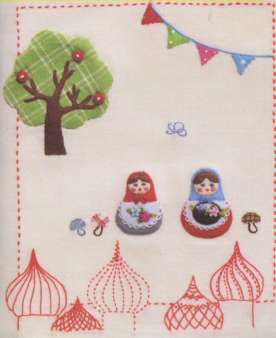 Lovely russian doll hand embroidery stitch sewing applique patchwork quilt PDF E Patterns