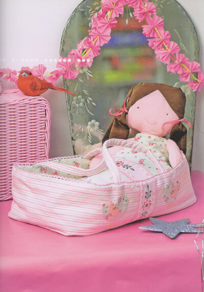 Girl doll and basket fabric embroidery stitch sewing applique patchwork quilt PDF E Patterns