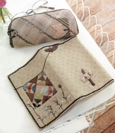 How to make tutorial set of book cover with sun glasses case holder bag women sewing quilt patchwork applique pdf pattern patterns ebook