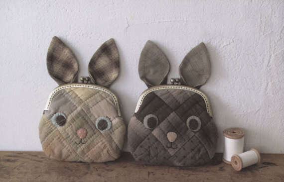 How to make rabbit coin purse Bag Handbag Wallet hand embroidery stitch sewing applique patchwork quilt PDF pattern E Patterns ebook