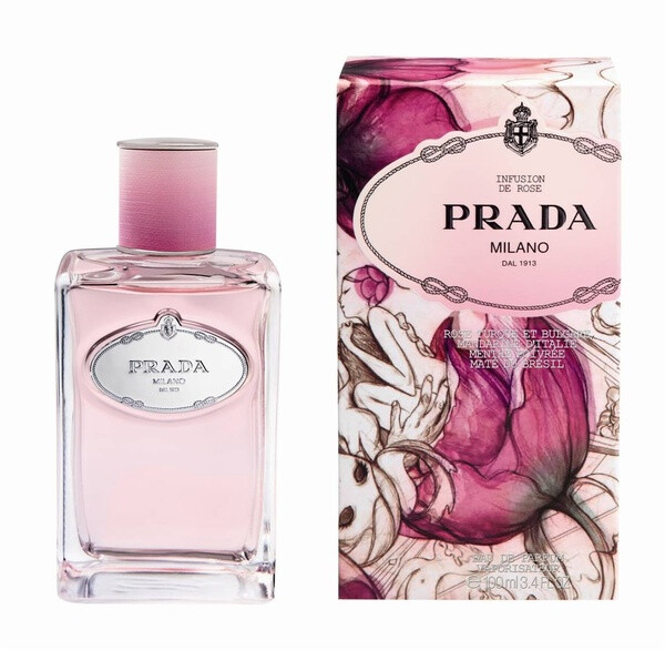 普拉达 (Prada) 推出2011新款Infusion de Rose香水，从名字就知道它的香味与玫瑰花密切相关。普拉达 (Prada) Infusion de Rose香水搭配保加利亚和土耳其玫瑰作为香水的主香调，从包装到味道都浪漫到不行，而且外盒的包装是华裔设计师illustrator的作品。