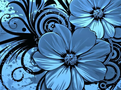 Abstract Wallpaper: Blue Flowers