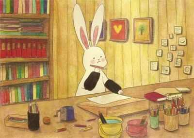 来自韩国插画家Lapinfee的小兔子，向成为穿背带裤的兔子的M桑致敬：）