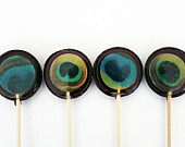 Edible images - Peacock lollipops - 2" lollipops - 5 pc. - MADE TO ORDER