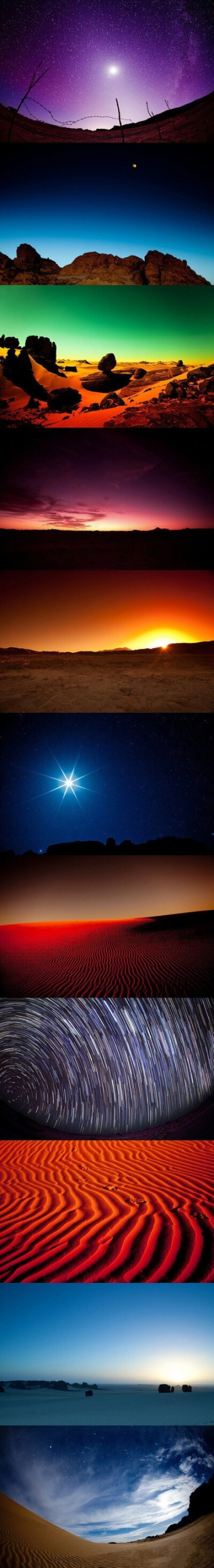 撒哈拉沙漠是体验沙丘最棒的一个地方，如果晚上露营在这个有三百年历史的沙漠上，看着天空随着傍晚的来临不断变幻，如同梦境。
