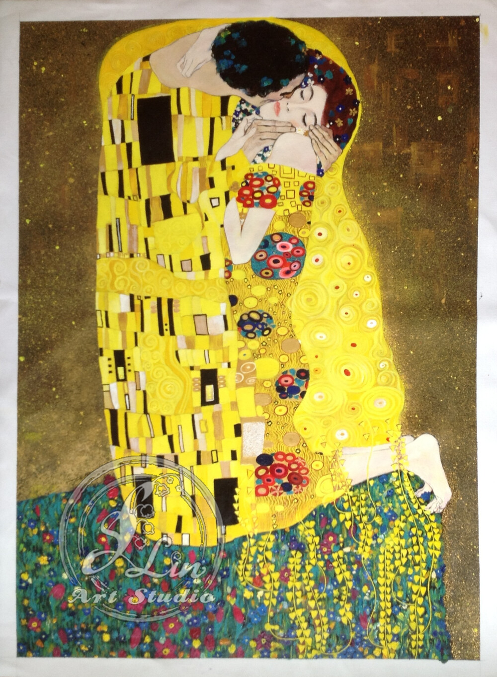 临摹 克里姆特《吻》Gustav Klimt &lt;the Kiss&gt; 1.5m*1.2m