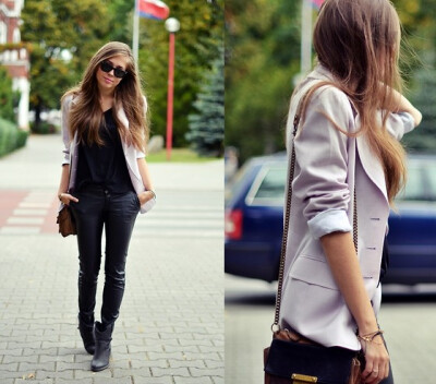 Stradivarius Pants, Escada Blazer, Wrangler Shoes, Ray Ban Sunglasses, Bag