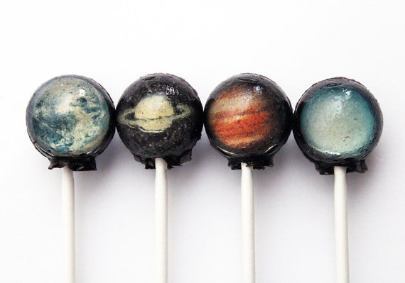 Planets solar system space ball style edible images hard candy lollipop - 10 pc. - SHIPS DECEMBER 1 - as seen on cnet