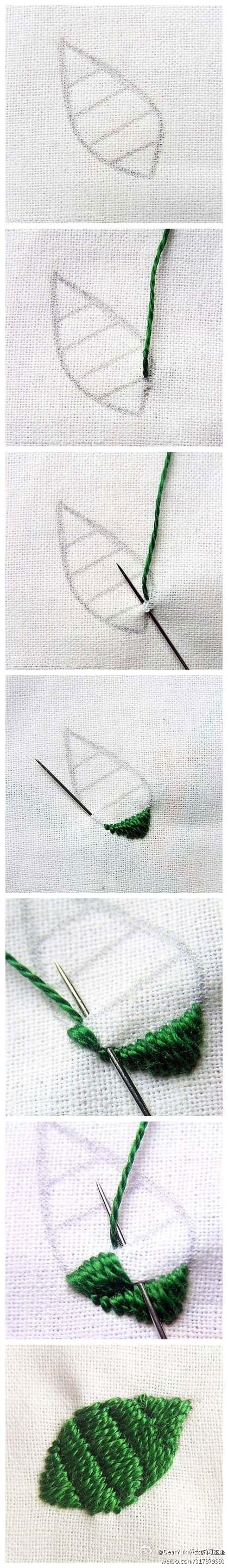 【刺绣】教你缝一片叶子。