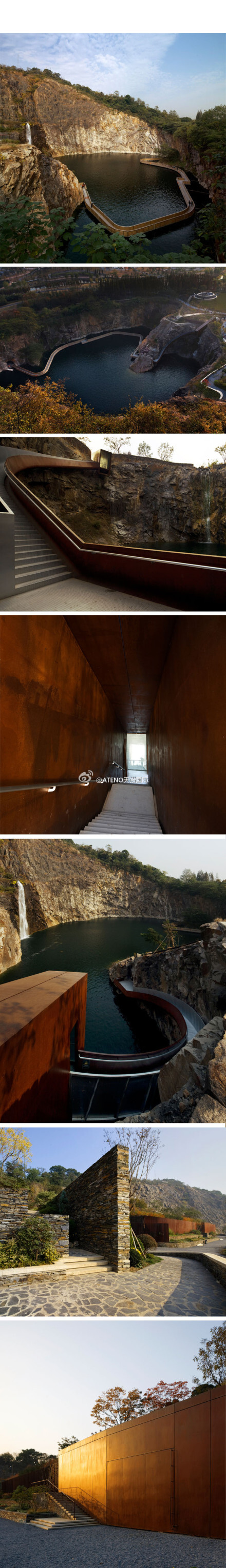 位于上海松江的辰山矿坑花园（Quarry Garden）获得了2012年ASLA奖综合设计奖，这个花园是在一个废弃的采石场址上建成的，设计师们充分利用了采石场遗留下来的资源，变废为宝。