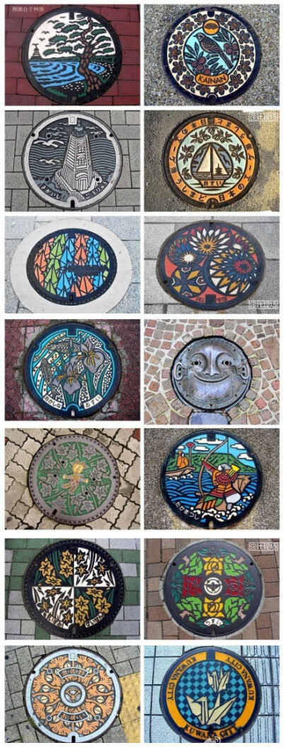 【井盖艺术】样的街头涂鸦下水井盖，让钢筋水泥的城市多一点这样的设计，能让城市变得更有趣一点