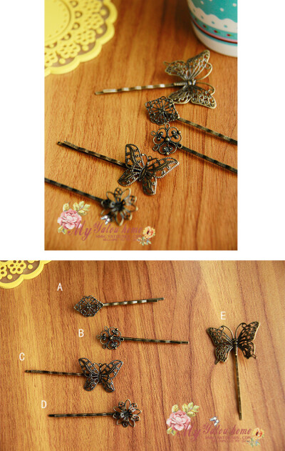 【控首饰】韩国复古感 精致的花蝴蝶 边夹 发夹