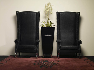 欧式黑色皮艺客厅卧室单人位沙发爵士椅