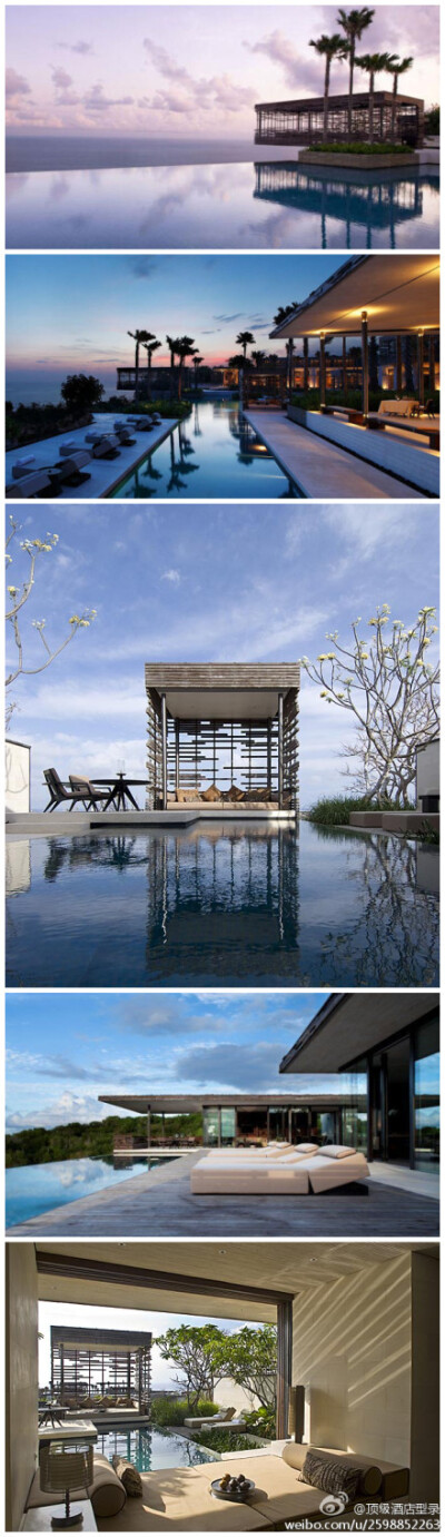 【#巴厘岛#Alila Villas Uluwatu】 是把体验建立在建筑设计上的顶级酒店，它巧妙地运用了自然文化元素，采光和通风都非常舒适，并且强调水资源循环利用，2010年获权威旅游杂志《Conde Nast Traveler》热门旅馆。去巴…