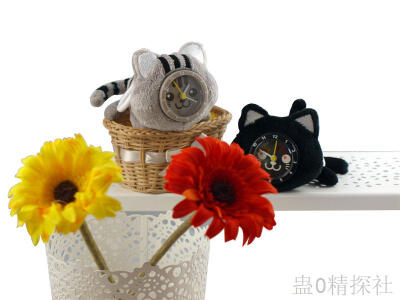 香港1030创意情侣猫小挂钟 钥匙扣，喵喵...