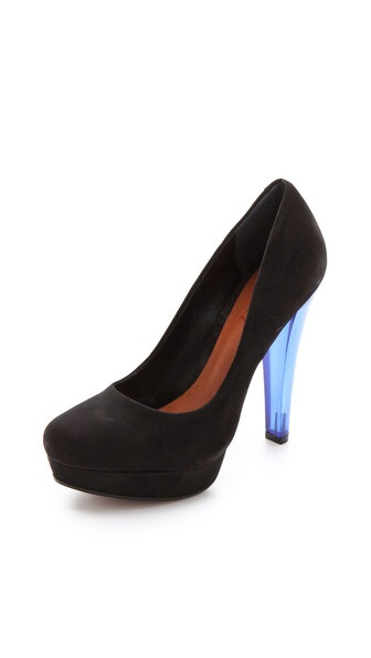 Schutz Suede Platform Pumps with Lucite Heel