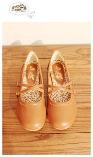 森系碎花里衬可爱搭扣娃娃鞋~