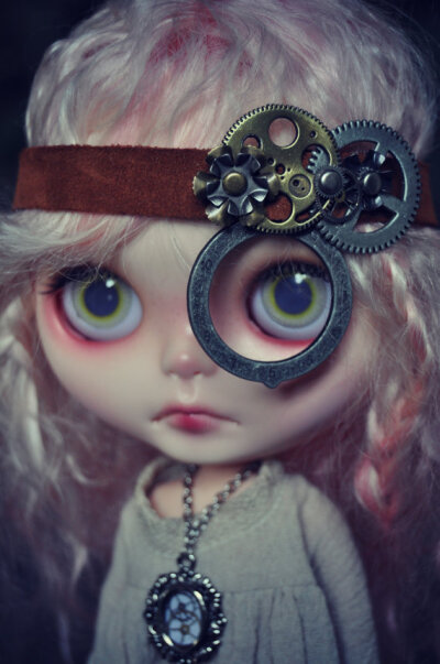 Steampunk Leather Headband for Blythe Petal To the Metal