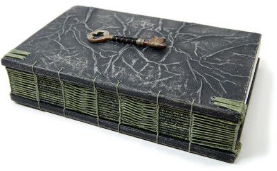 Steampunk Handmade Wooden Journal with Antique Skeleton Key